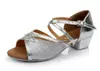 Sapatos de Dança Latina Infantil, Sapatos de Dança de Cetim de Salto Baixo, Sapatos de Dança Confortáveis de Sola Macia para Meninas, Cha-Cha, Rumba, Samba, Sapatos Brilhantes
