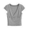 Ropa de moda para mujer YPFF, camiseta sexy de manga corta con cuello en V cruzado, estilo Pure Desire, prenda exterior ajustada de verano para chica atractiva, top adelgazante