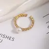 Estilo de Nicho Simple Zirconia Micro-Pavimentada Perla de Agua Dulce Natural Anillo de Gama Alta Ecológico Color Fabricante Mayorista