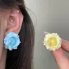 Brincos Florais Degradê Estilo Férias de Verão, Brincos Dopamina Únicos, Design de Nicho, Brincos Modernos e Elegantes para Mulheres