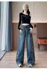 Venda Direta de Fábrica Jeans Feminino Transpassado de Cintura Alta 2026 Novo Estilo Primavera e Outono Petite Tamanho Plus Calças Retas Emagrecedoras