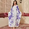Bata exótica de satén de manga larga para casa, talla única, vestido largo estampado de cuello redondo, ropa de dormir para mujer, corte holgado con bajo ancho