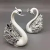 Decoración para hornear pastel de cisne en pareja, chapado en oro y plata, amor, flamenco, celebridad de Internet, 520, tema de boda romántica