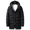 Abrigo de algodón de longitud media con capucha transfronterizo para hombres jóvenes, chaqueta de algodón cálida, chaqueta acolchada engrosada para hombres a la moda, abrigo de invierno al por mayor