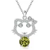 Colar de Prata Esterlina S925 para Mulheres de Comércio Exterior Transfronteiriço Europeu e Americano Desenho Animado Gatinho Gato Animal Moissanite Cor D Pingente de Um Quilate