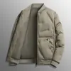 Jaqueta Masculina de Algodão com Gola Baseball Acolchoada em losango Preenchida com Penugem Gola e Punhos Canelados Multicor Top Quente para o Dia a Dia