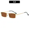 Moda Europea y Americana Nuevas Gafas de Sol Cuadradas Metálicas Simples Estilo Callejero Versátiles Gafas de Sol Mismo Estilo que Celebridades de Internet Gafas de Hip-Hop de Moda