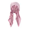 Nuevo Sombrero de Color Único para Mujer con Incrustaciones de Diamantes de Doble Cola Camisón de Seda de Leche Sombrero Turbante Jersey para Mujer Sombrero Turbante Triangular Transfronterizo