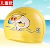 Gorro de natación infantil Jiehu Impermeable Protección del cabello Cómodo Gorro de natación con recubrimiento de PU Venta al por mayor Gorro de natación de dibujos animados con logotipo impreso