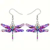 Regalo de Diseño para Mujer Estilo Libélula, Pendientes Elegantes y Exquisitos, Joyería Colgante de Acrílico Colorido, Delicado con Temática de Animales