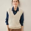 Colete de Tricô sem Mangas com Gola V em Cashmere para Mulheres 2026 Outono e Inverno Colete Solto em Cashmere para Camadas