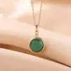 Colgante Redondo de Plata de Ley S925 Chapado en Oro Jade Natural Yiluyin, Colgante de Plata Elegante y Minimalista