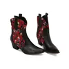 Botas Femininas Tamanho 35-48 Transfronteiriças Extra-Grandes, Botas de Cano Curto, Botas de Couro Femininas Estilo Europeu e Americano Outono e Inverno, Botas Curtas de Salto Alto com Bico Fino para Mulheres