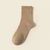 Calcetines de color liso de alta elasticidad, calcetines de color liso negro de otoño hasta la pantorrilla, calcetines deportivos de algodón desodorantes y resistentes al olor, calcetines gruesos casuales de estilo japonés para hombre