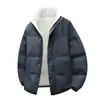 Chaqueta de algodón con cuello alto de lana de cordero personalizada de talla europea transfronteriza para hombre, color liso, con forro de terciopelo engrosado, abrigo tipo pan, estilo pareja, chaqueta acolchada de algodón, prenda exterior