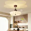 Nuevo modelo de luz de ventilador invisible para dormitorio, luz de ventilador con veta de madera de nogal estilo crema para habitación infantil, luz de ventilador vintage de Zhongshan Lighting
