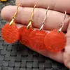 Aretes de Jade Aretes de Roca de Cuarzo Aretes de Doble Felicidad de Jade Aretes Huecos de Doble Felicidad Color Rojo Sangre de Pollo Aretes de Jade Aretes Redondos
