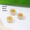Contas Espaçadoras Grandes com Furo, Banhadas a Ouro 18K com Zircônias, Renda Banhada a Ouro, Coroa de Flores Dupla Face, Acessórios de Contas para DIY C45