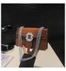 Padrão de Crocodilo Retro Ferragens Cravejadas de Diamante 2025 Este Ano Popular Cor Pura Textura Corrente Uma Alça Transversal Pequena Quadrada Bolsa Feminina