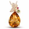 Colgante de Citrino Moda Bosque Danza Mariposa Chapado en Oro Elegante Creativo Diamante Amarillo Gema Preciosa de Color