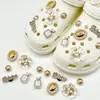 Charms para sapato Croc DIY corrente de pulseira de flor de pérola tridimensional flor de sapato estilo balé removível acessório de sapato decoração