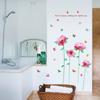Fabricantes de pegatinas de pared nuevas al por mayor, pegatinas de pared decorativas impermeables extraíbles con diseño de flores de acuarela rosa para dormitorio y sala de estar SK9201