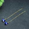 Pingente de cristal de três peças, anel de cristal de amor, linha de orelha de cristal azul, estúdio feminino, boutique, caixa de presente, terno