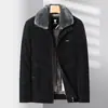 Chaqueta para Hombre 2026 Otoño/Invierno Cuello Alto con Cuello de Piel Desmontable, Integración Cuero-Piel, Casual de Negocios, Abrigo Engrosado y Cálido