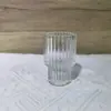 Pronta Entrega Estilo Europeu Simples Padrão Vertical Suporte de Velas de Vidro Suporte Romântico para Mesa de Jantar Base Decorativa Criativa para Casa