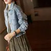 Moderna Chaqueta Vaquera con Lentejuelas para Mujer, Nueva Chaqueta Corta 2025, Estilo Corto de Otoño, Top Ajustado para Figuras Pequeñas, Estilo Coreano