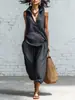 Conjunto de Dos Piezas de Lino para Mujer Estilo Europeo y Americano Simple con Cuello Solapa y Pantalones de Pierna Ancha Primavera/Verano 2026
