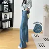 ¡Favorecedor! ¡Compra sin dudar! Jeans azules de microcampana para mujer, otoño, elasticidad en cuatro direcciones, tiro alto, corte holgado, pantalones de largo hasta el suelo