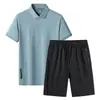 Camisa polo de manga corta de seda helada de secado rápido para hombres de mediana edad de alta calidad, traje deportivo de verano para papá