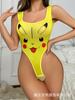Lencería sexy anime bidimensional europeo y americano cs traje de baño de una pieza sexy libre fuera del trabajo boca rosa cara sonriente Pikachu