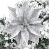 Exquisitas Flores de Navidad Cebolla en Polvo Sólido Dorado y Plateado Flores Rojas Colgante de Árbol de Navidad Prendas Navideñas Decoraciones Navideñas de Ratán