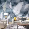 Papel Tapiz de Lujo Nórdico 3D Minimalista Moderno Pluma Fondo de TV Tela de Pared Mural para Sala de Estar Tela de Pared para Dormitorio