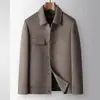 Chaqueta para Hombre 2026 Otoño/Invierno Cuello Solapa Estilo Ropa de Trabajo con Forro de Plumas Desmontable, Abrigo de Lana Cálido Juvenil Business
