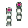 Europa y Estados Unidos transfronterizos de moda popular personalidad temperamento geométrico diamantes de imitación aretes largos de borla aretes de diseño de vidrio para mujer