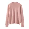 Suéter de Moda de Cachemir Tejido Color Puro Nuevo Suéter Base de Cachemir Suéter Puro para Mujer Cuello Medio Alto Blanco Cálido