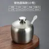 Botella de Condimento de Acero Inoxidable 304 Coreano Cocina Chili Salsa de Soya Tarro Salero con Cuchara Caja de Condimentos Tarro Dorado Creativo