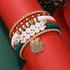 Set de Pulseras de Cuentas Navideñas Pulsera Elástica de Colores con Letras Pulsera Roja Verde Ambiente Festivo Venta Caliente Transfronteriza