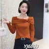 Camisa Base de Cuello Cuadrado de Manga Larga de Moda, Nuevo Estilo Otoño, Color Sólido, Simple y Versátil, con Diseño de Moño, Camiseta Elegante para Mujer