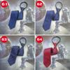 Venta al por mayor de fábrica corbata de negocios para hombre perezoso con cremallera ropa formal gratis negro azul azul marino rayado 48 boda