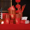 Tazones de Papel Rojos Desechables para Fiesta de Inauguración de Casa Mudándose a una Casa Nueva Buena Suerte Juego de Vasos de Papel Engrosados Tazones y Palillos para el Hogar