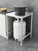Suporte de rack de tanque de gás de camada única, rack de armazenamento de aço inoxidável para cozinha, suporte de armazenamento doméstico quadrado de gás duplo de camada única