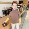 Moda infantil outono novo estilo ocidental camisa de fundo para meninos e meninas bebê dentro com bonito costura casaco roupas infantis atacado