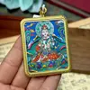 K009803 Thangka del Bodhisattva Avalokiteshvara, Pintado a Mano en Estilo Puro Tibetano y Nepalí, Núcleo de Tarjeta de 4x5