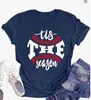 Comercio Exterior Tops para Mujer Comercio Electrónico Transfronterizo Amazon Camiseta de Algodón Colorida Estampada 711-1