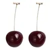 Pendientes de fruta de cereza roja, dulces y elegantes, versátiles, únicos, modernos, diseño de nicho, pendientes grandes de color rojo intenso