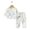 Set de Muselina para Bebé, Ropa de Casa para Bebé, Tops y Pantalones de Fibra de Bambú de Manga Larga, Ropa de Verano con Aire Acondicionado para Niñas